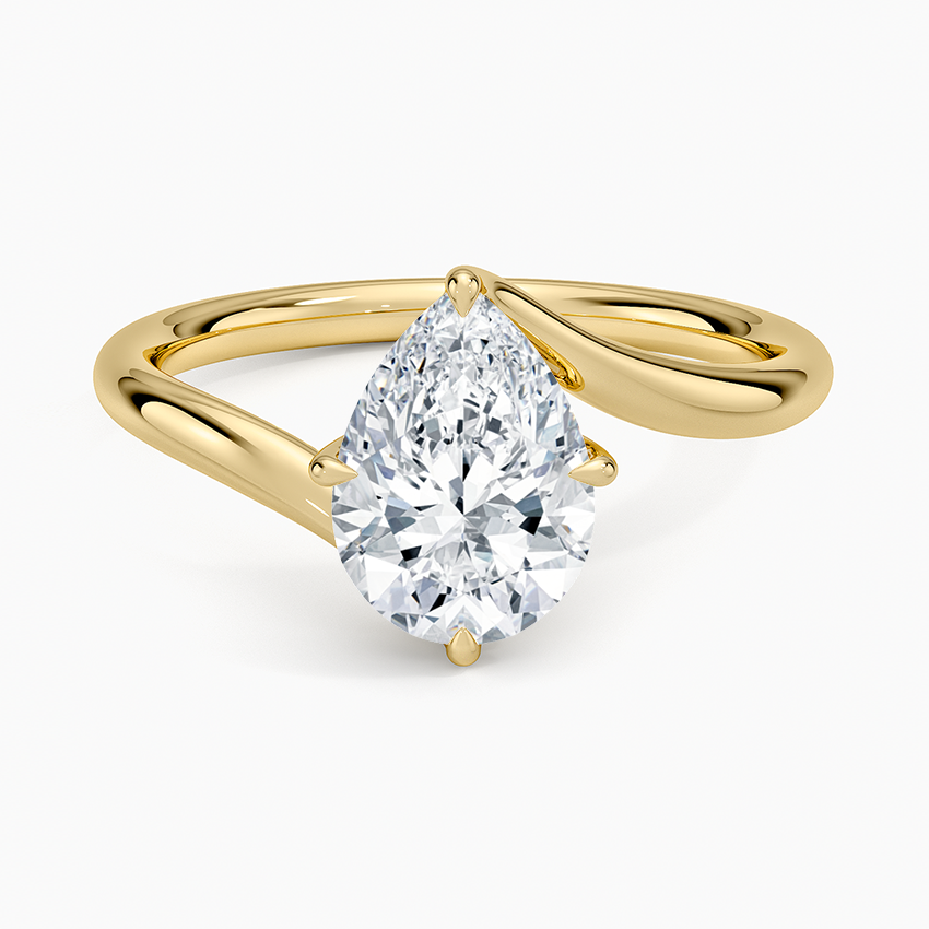 Lab Grown Diamond Engagement Ring Pear Brilliant Twist Bypass Solitaire Ring - Image 4