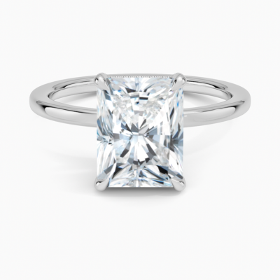 IGI Certified Moissanite Diamond Engagement Ring Radiant Cut Solitaire Hidden Halo with White Prongs Ring for Women