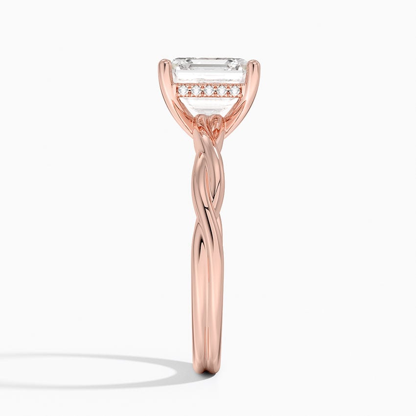 IGI Certified Lab Grown Diamond Engagement Ring Asscher Brilliant Hidden Halo Twisted Shank Solitaire Ring - Image 9