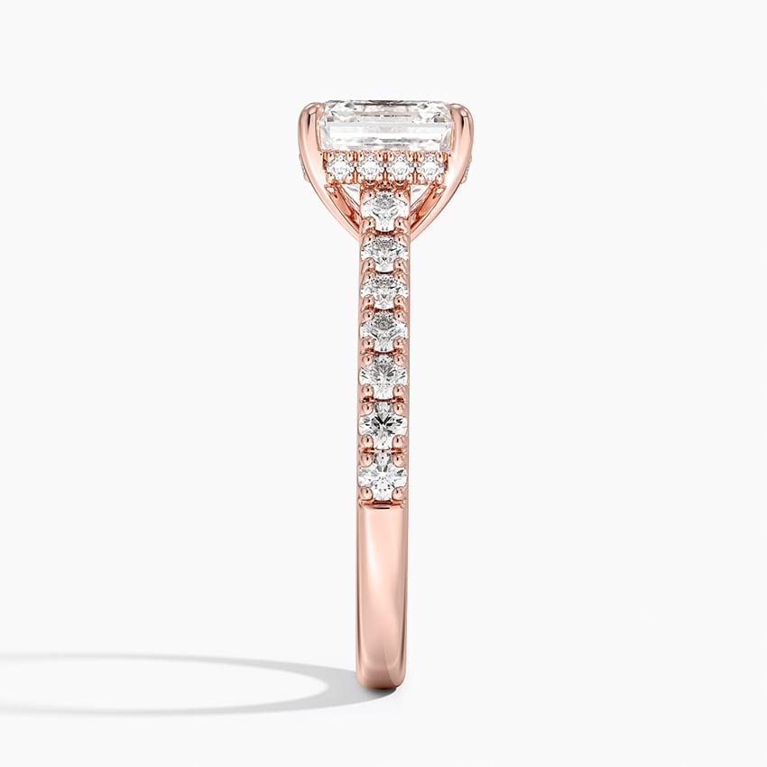 IGI Certified Lab Grown Diamond Engagement Ring Asscher Brilliant Hidden Halo Cathedral Pavé Ring - Image 9