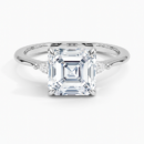 IGI Certified Lab Grown Diamond Engagement Ring Asscher Brilliant With Pear Accents Ring