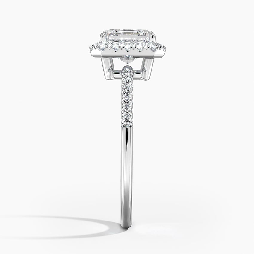 IGI Certified Lab Grown Diamond Engagement Ring Asscher Brilliant Pavé Halo Ring - Image 3
