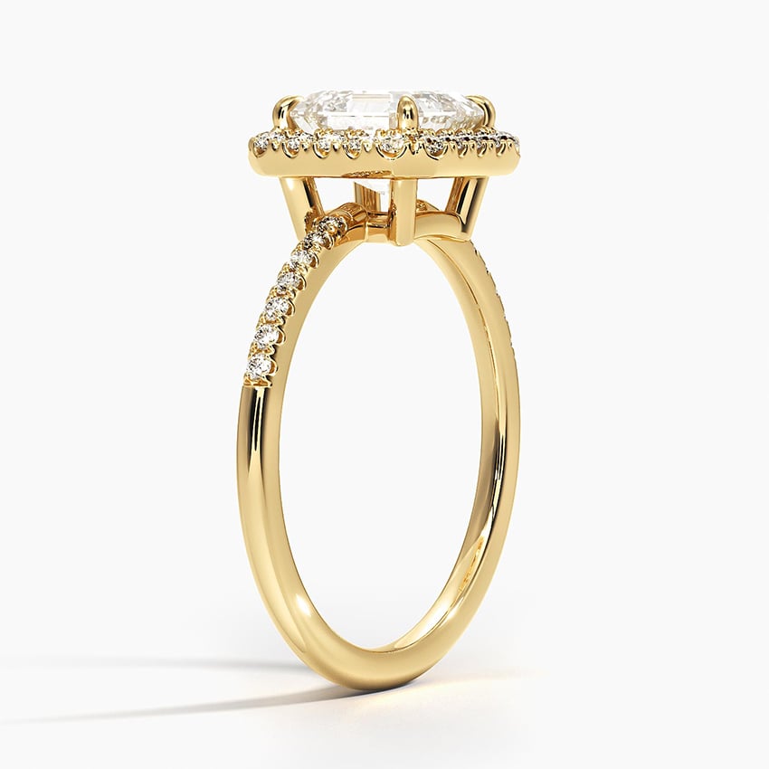 IGI Certified Lab Grown Diamond Engagement Ring Asscher Brilliant Pavé Halo Ring - Image 5