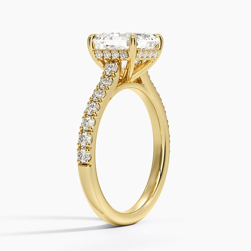 IGI Certified Lab Grown Diamond Engagement Ring Asscher Brilliant Hidden Halo Cathedral Pavé Ring - Image 5