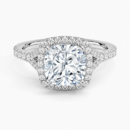 IGI Certified Lab Grown Diamond Engagement Ring Cushion Brilliant Split Shank Halo Ring