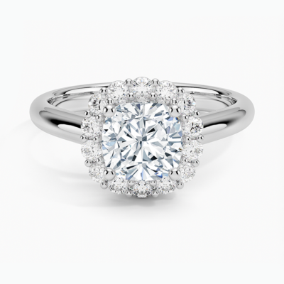 IGI Certified Lab Grown Diamond Engagement Ring Cushion Brilliant Halo Ring