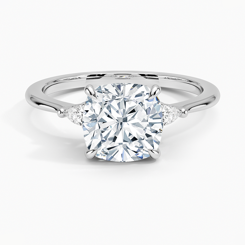 IGI Certified Lab Grown Diamond Engagement Ring Cushion Brilliant With Pear Accents Ring
