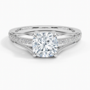 IGI Certified Lab Grown Diamond Engagement Ring Cushion Brilliant Split Shank Pavé Ring