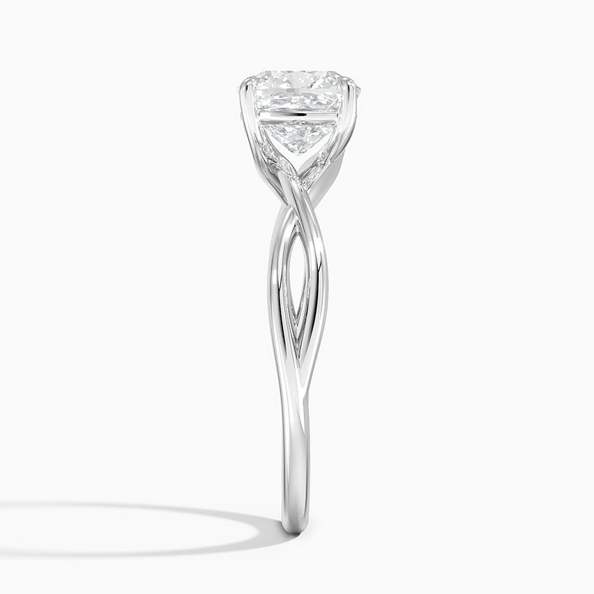 IGI Certified Lab Grown Diamond Engagement Ring Cushion Brilliant Solitaire Ring With Infinity Twist Open Shank - Image 3