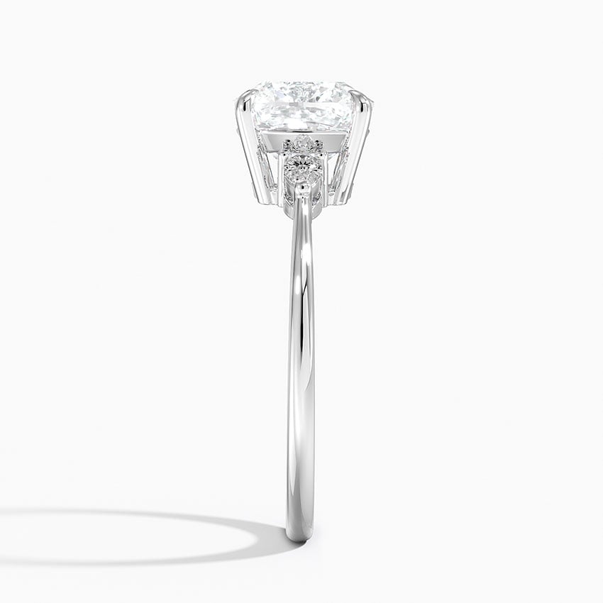 IGI Certified Lab Grown Diamond Engagement Ring Cushion Brilliant With Pear Accents Ring - Image 3