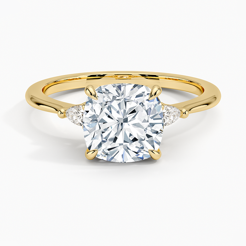 IGI Certified Lab Grown Diamond Engagement Ring Cushion Brilliant With Pear Accents Ring - Image 4