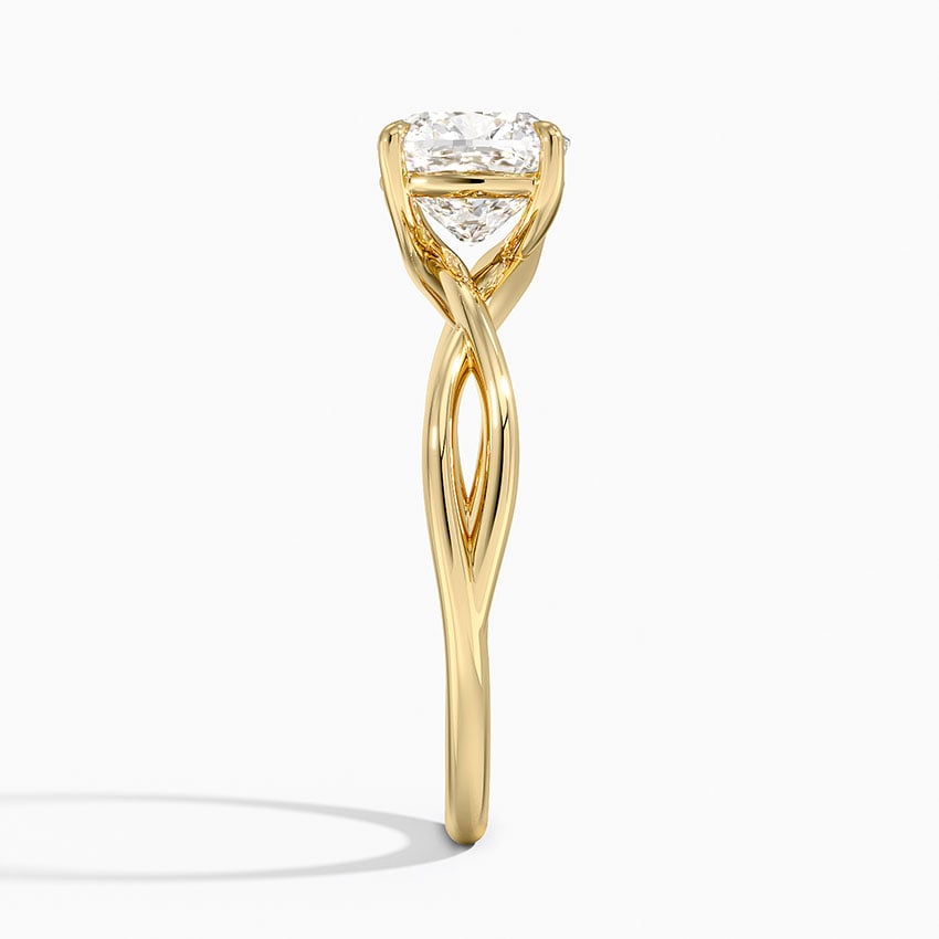 IGI Certified Lab Grown Diamond Engagement Ring Cushion Brilliant Solitaire Ring With Infinity Twist Open Shank - Image 6