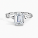 IGI Certified Lab Grown Diamond Engagement Ring Emerald Brilliant Solitaire Ring With Infinity Twist Open Shank