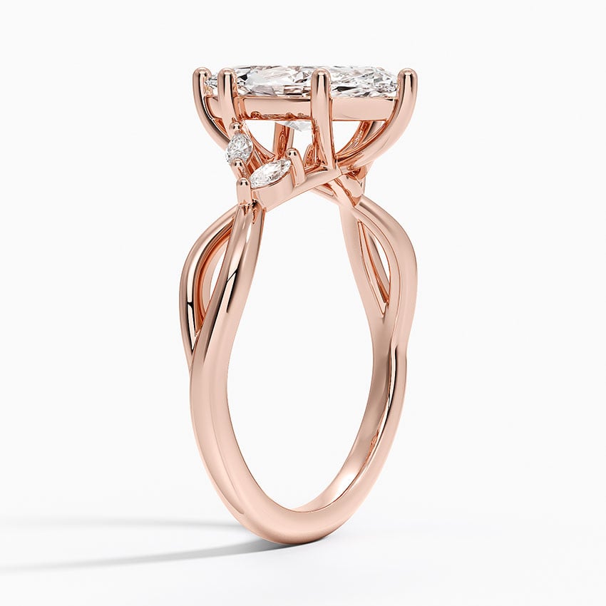 IGI Certified Lab Grown Diamond Engagement Ring Marquise Brilliant Ring With Marquise Accent Diamond Twist Shank - Image 8