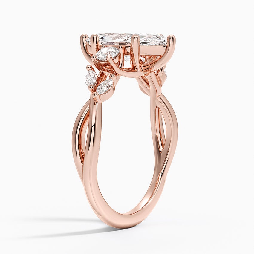 IGI Certified Lab Grown Diamond Engagement Ring Marquise Brilliant Three Stone Twist Shank Ring With Marquise Accent Diamond - Image 8