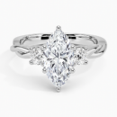 IGI Certified Lab Grown Diamond Engagement Ring Marquise Brilliant Three Stone Twisted Shank Solitaire Ring