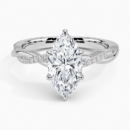IGI Certified Lab Grown Diamond Engagement Ring Marquise Brilliant Hidden Halo Ring With Twisted Pavé Shank