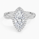 IGI Certified Lab Grown Diamond Engagement Ring Marquise Brilliant Halo Ring With Twisted Pavé Shank