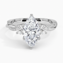 IGI Certified Lab Grown Diamond Engagement Ring Marquise Brilliant Three Stone Hidden Halo Ring With Twisted Pavé Shank