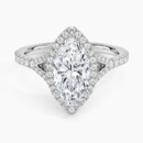 IGI Certified Lab Grown Diamond Engagement Ring Marquise Brilliant Split Shank Halo Ring