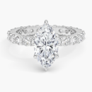 IGI Certified Lab Grown Diamond Engagement Ring Marquise Brilliant Full Eternity Pavé Ring