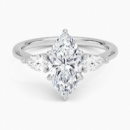 IGI Certified Lab Grown Diamond Engagement Ring Marquise Brilliant Three Stone Ring With Pear Side Diamonds