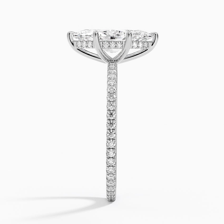 IGI Certified Lab Grown Diamond Engagement Ring Marquise Brilliant Hidden Halo Full Eternity Pavé Ring - Image 3