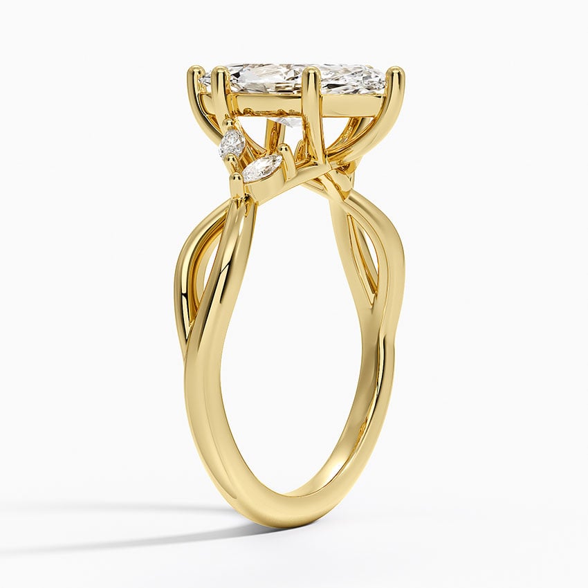 IGI Certified Lab Grown Diamond Engagement Ring Marquise Brilliant Ring With Marquise Accent Diamond Twist Shank - Image 5