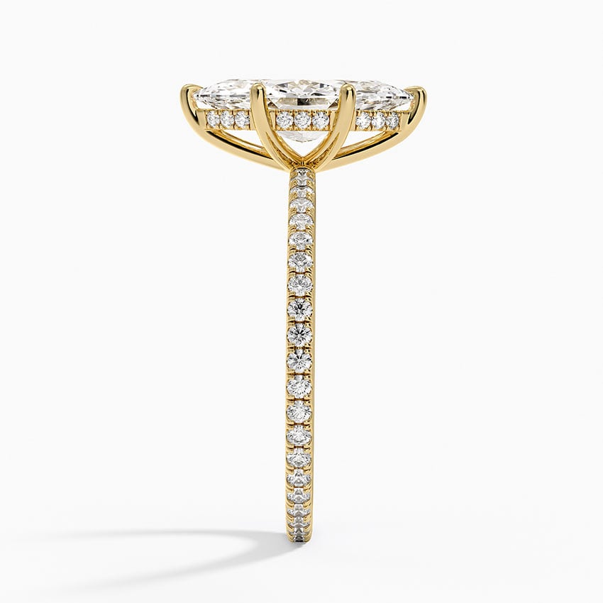 IGI Certified Lab Grown Diamond Engagement Ring Marquise Brilliant Hidden Halo Full Eternity Pavé Ring - Image 6
