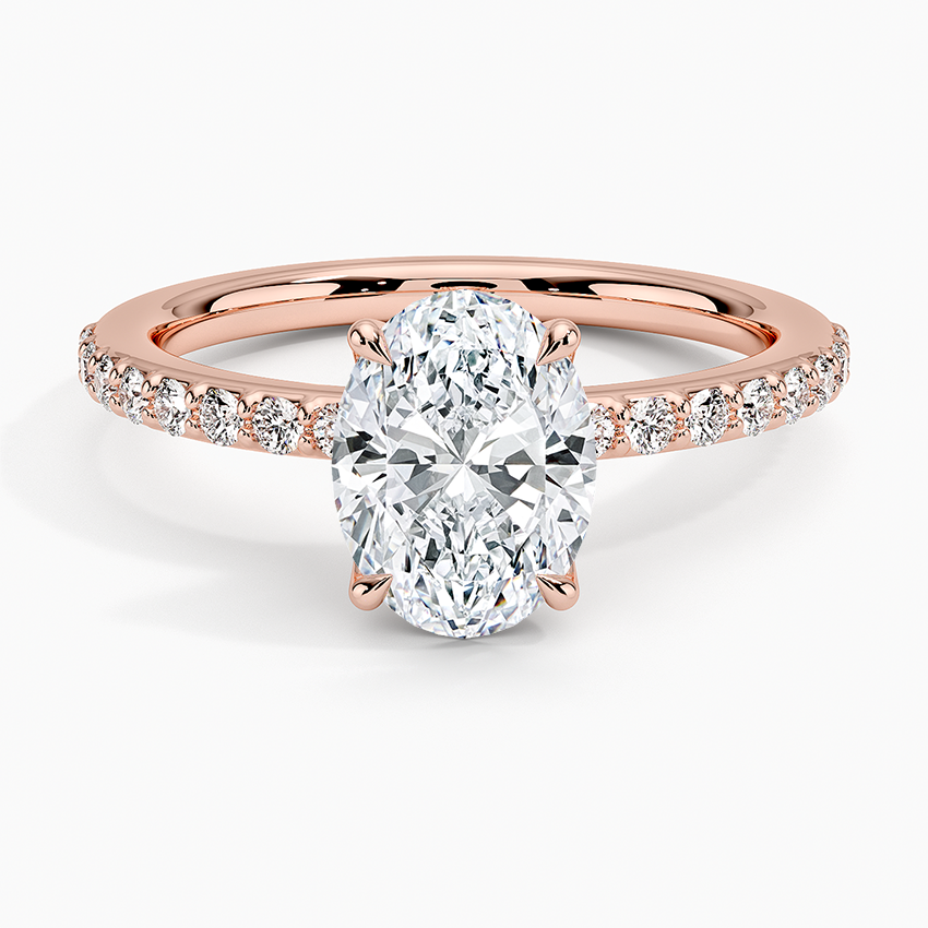 IGI Certified Lab Grown Diamond Engagement Ring Oval Brilliant Classic Hidden Halo Pavé Ring - Image 7
