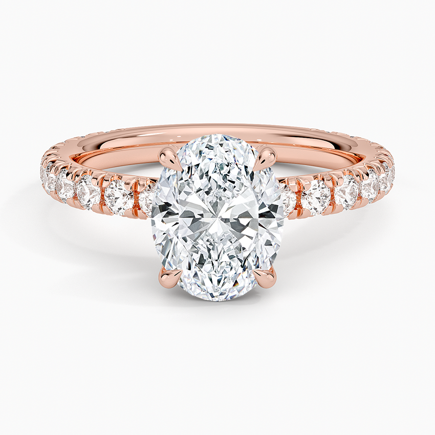 IGI Certified Lab Grown Diamond Engagement Ring Oval Brilliant Hidden Halo Pavé Ring - Image 7