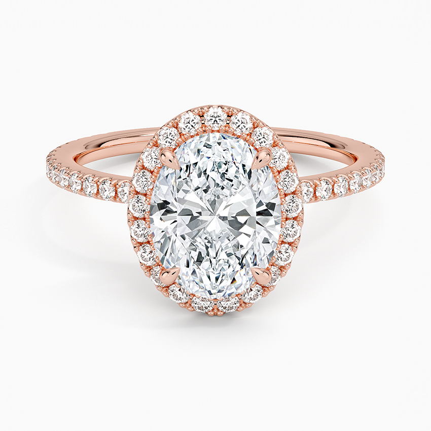 IGI Certified Lab Grown Diamond Engagement Ring Oval Brilliant Halo With Hidden Halo And Pavé Band Ring - Image 7