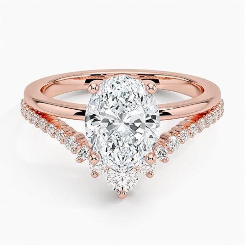 IGI Certified Lab Grown Diamond Engagement Ring Oval Brilliant Diamond Ring with V-Shaped Pavé - Image 7