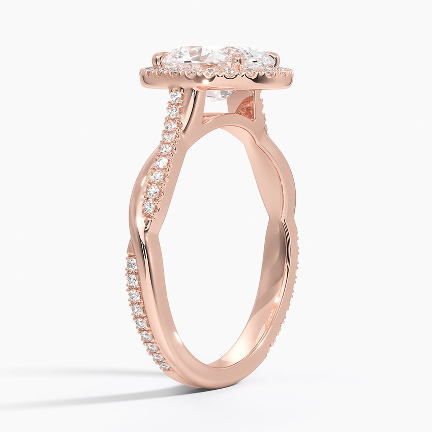 IGI Certified Lab Grown Diamond Engagement Ring Oval Brilliant Halo Ring With Twisted Pavé Shank - Image 8