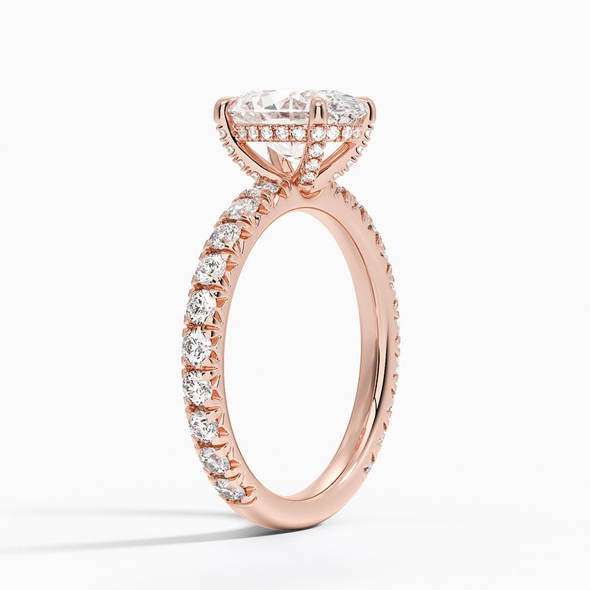 IGI Certified Lab Grown Diamond Engagement Ring Oval Brilliant Hidden Halo Pavé Ring - Image 8
