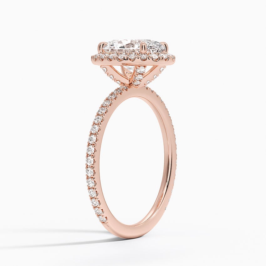 IGI Certified Lab Grown Diamond Engagement Ring Oval Brilliant Halo With Hidden Halo And Pavé Band Ring - Image 8