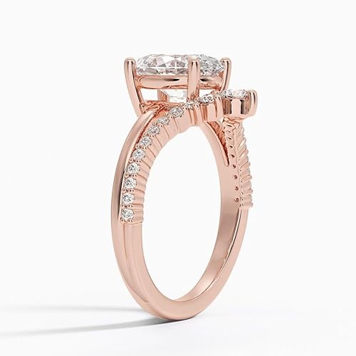 IGI Certified Lab Grown Diamond Engagement Ring Oval Brilliant Diamond Ring with V-Shaped Pavé - Image 8