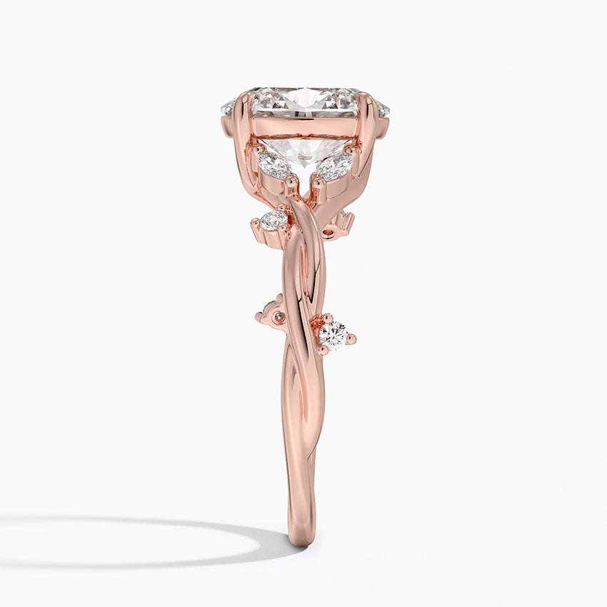 IGI Certified Lab Grown Diamond Engagement Ring Oval Brilliant With Nature-Inspired Twist Band Ring - Image 9