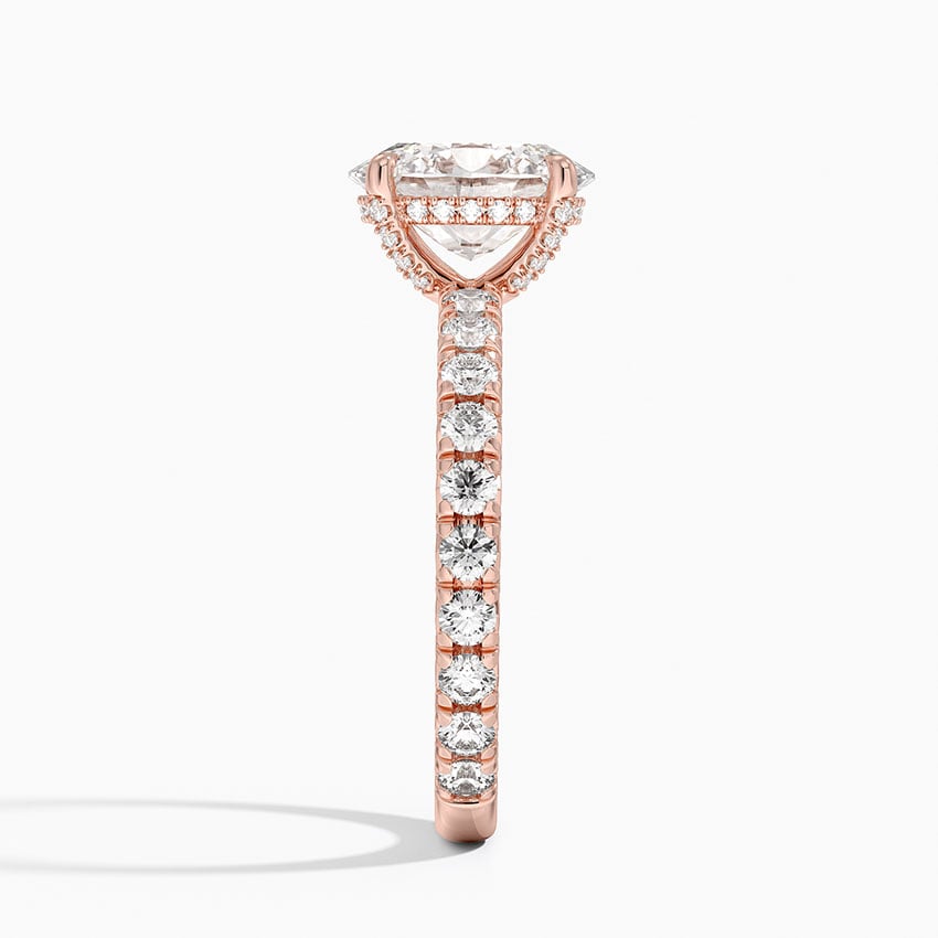 IGI Certified Lab Grown Diamond Engagement Ring Oval Brilliant Hidden Halo Pavé Ring - Image 9