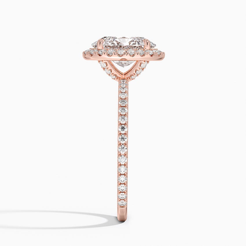 IGI Certified Lab Grown Diamond Engagement Ring Oval Brilliant Halo With Hidden Halo And Pavé Band Ring - Image 9