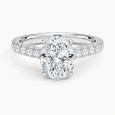 IGI Certified Lab Grown Diamond Engagement Ring Oval Brilliant French Pavé Ring
