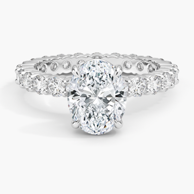 IGI Certified Lab Grown Diamond Engagement Ring Oval Brilliant Full Eternity Pavé Ring