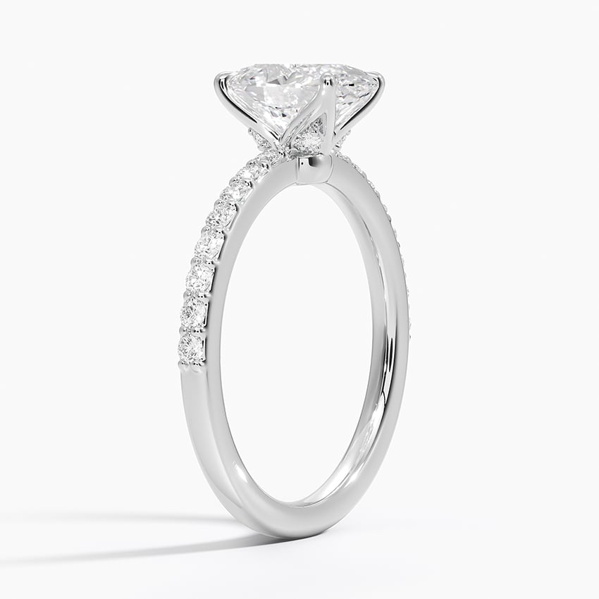 IGI Certified Lab Grown Diamond Engagement Ring Oval Brilliant Classic Hidden Halo Pavé Ring - Image 2