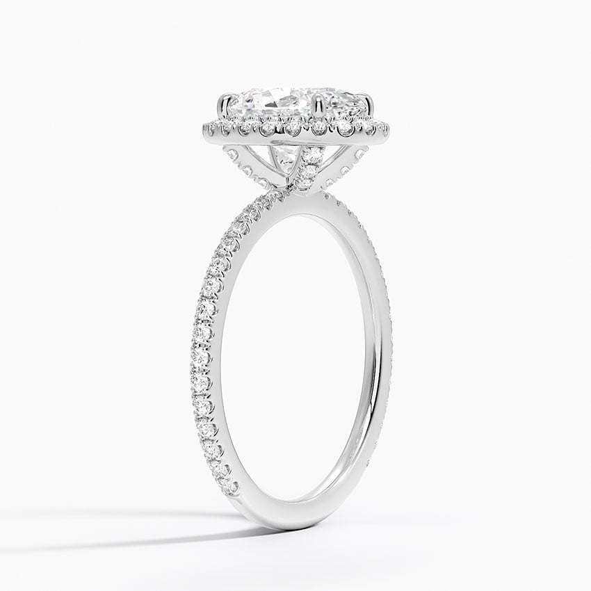 IGI Certified Lab Grown Diamond Engagement Ring Oval Brilliant Halo With Hidden Halo And Pavé Band Ring - Image 2