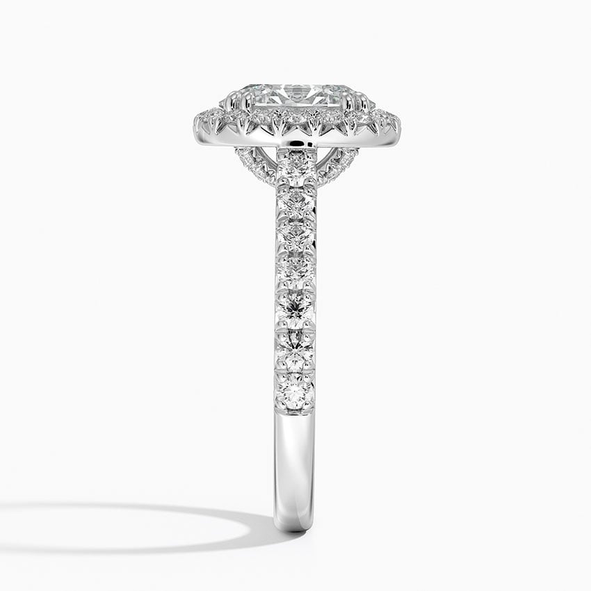 IGI Certified Lab Grown Diamond Engagement Ring Oval Brilliant Double Halo Hidden Halo Pavé Ring - Image 3