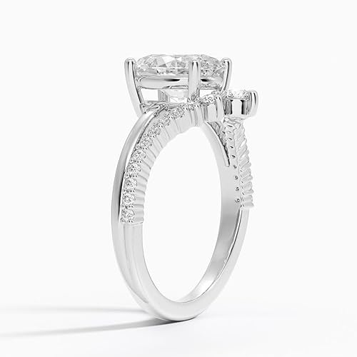 IGI Certified Lab Grown Diamond Engagement Ring Oval Brilliant Diamond Ring with V-Shaped Pavé - Image 2