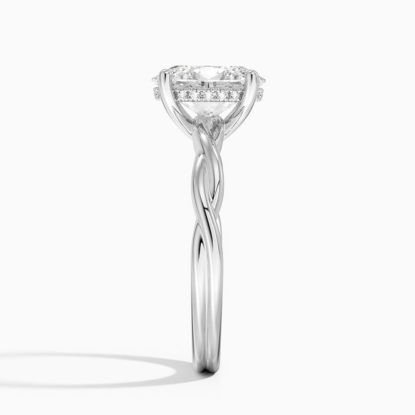 IGI Certified Lab Grown Diamond Engagement Ring Oval Brilliant Hidden Halo Twisted Shank Solitaire Ring - Image 3
