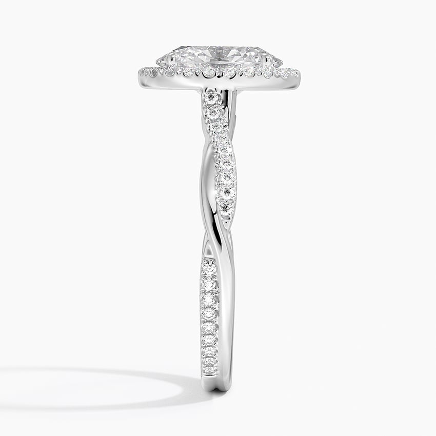 IGI Certified Lab Grown Diamond Engagement Ring Oval Brilliant Halo Ring With Twisted Pavé Shank - Image 3