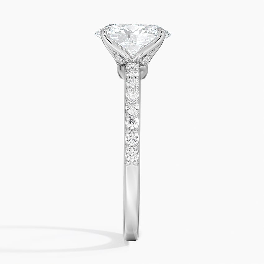 IGI Certified Lab Grown Diamond Engagement Ring Oval Brilliant Classic Hidden Halo Pavé Ring - Image 3