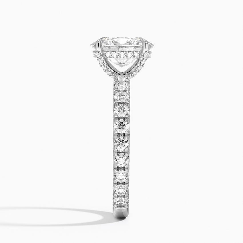 IGI Certified Lab Grown Diamond Engagement Ring Oval Brilliant Hidden Halo Pavé Ring - Image 3